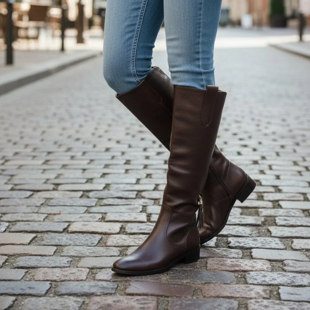 Naturalizer 27 EDIT Edda Dark Brown Leather Wide Calf Knee High Boot. Sz: 7M WC - Picture 1 of 12